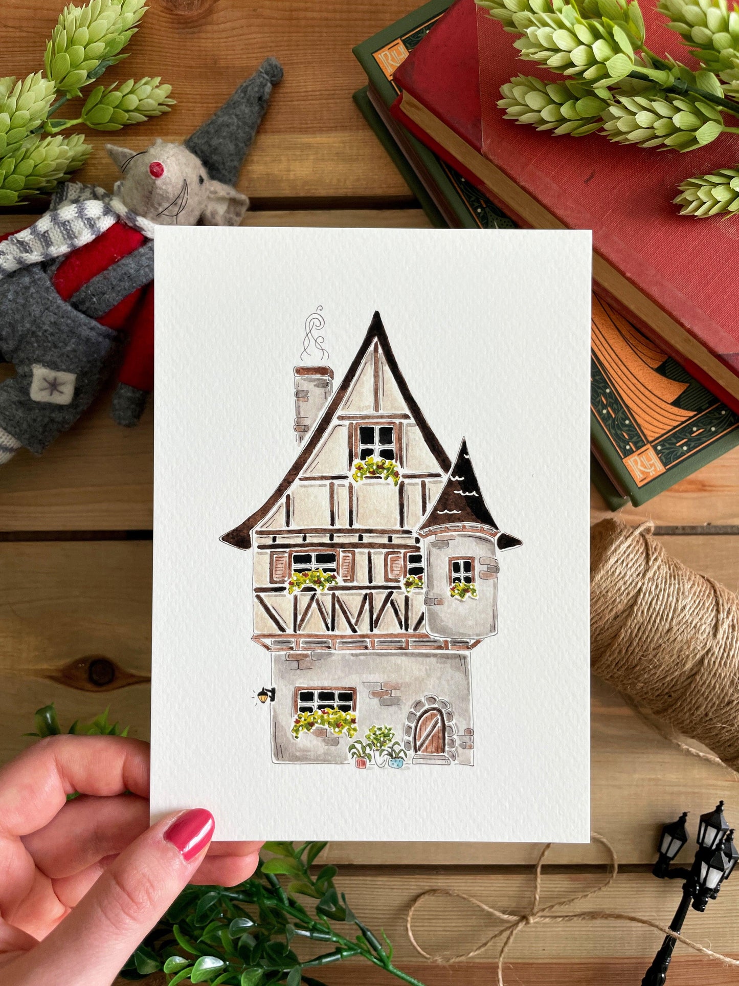 German Tudor 5x7 Watercolor Print - Lilyvine Design