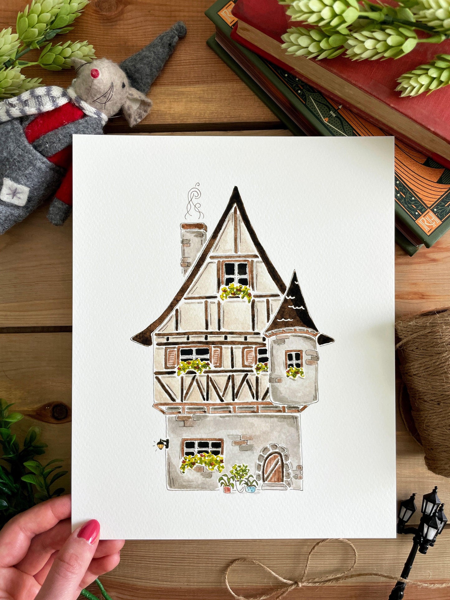 German Tudor 8x10 Watercolor Print - Lilyvine Design