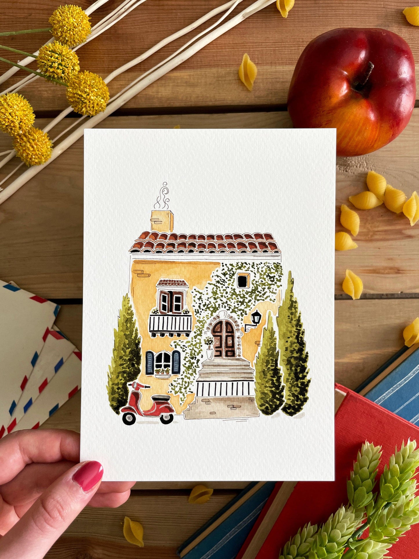 Italian Villa 5x7 Watercolor Print - Lilyvine Design