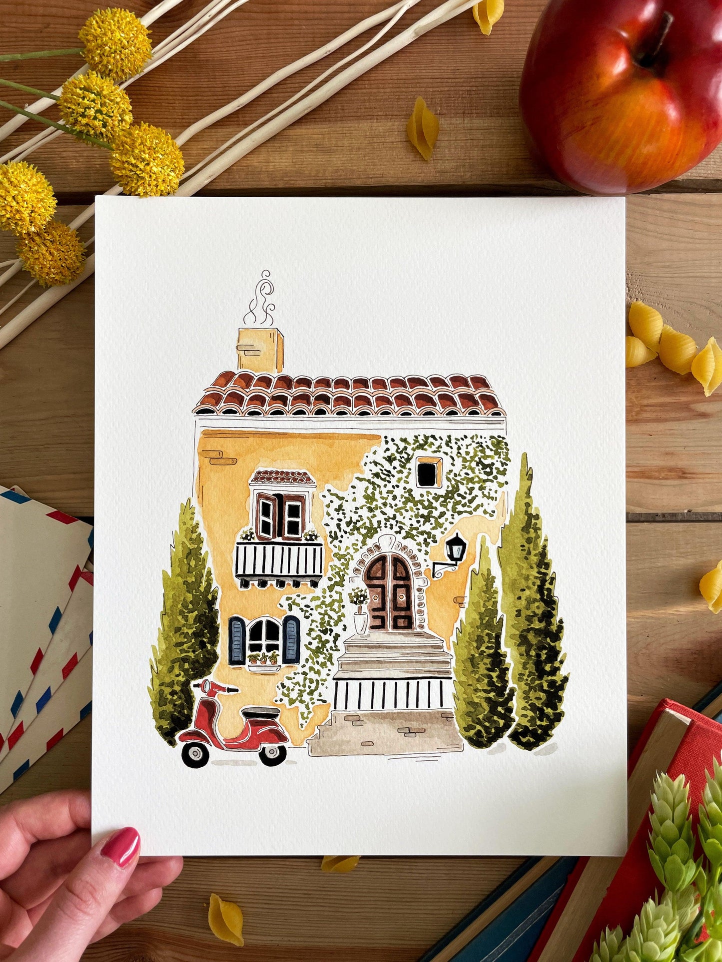 Italian Villa 8x10 Watercolor Print - Lilyvine Design