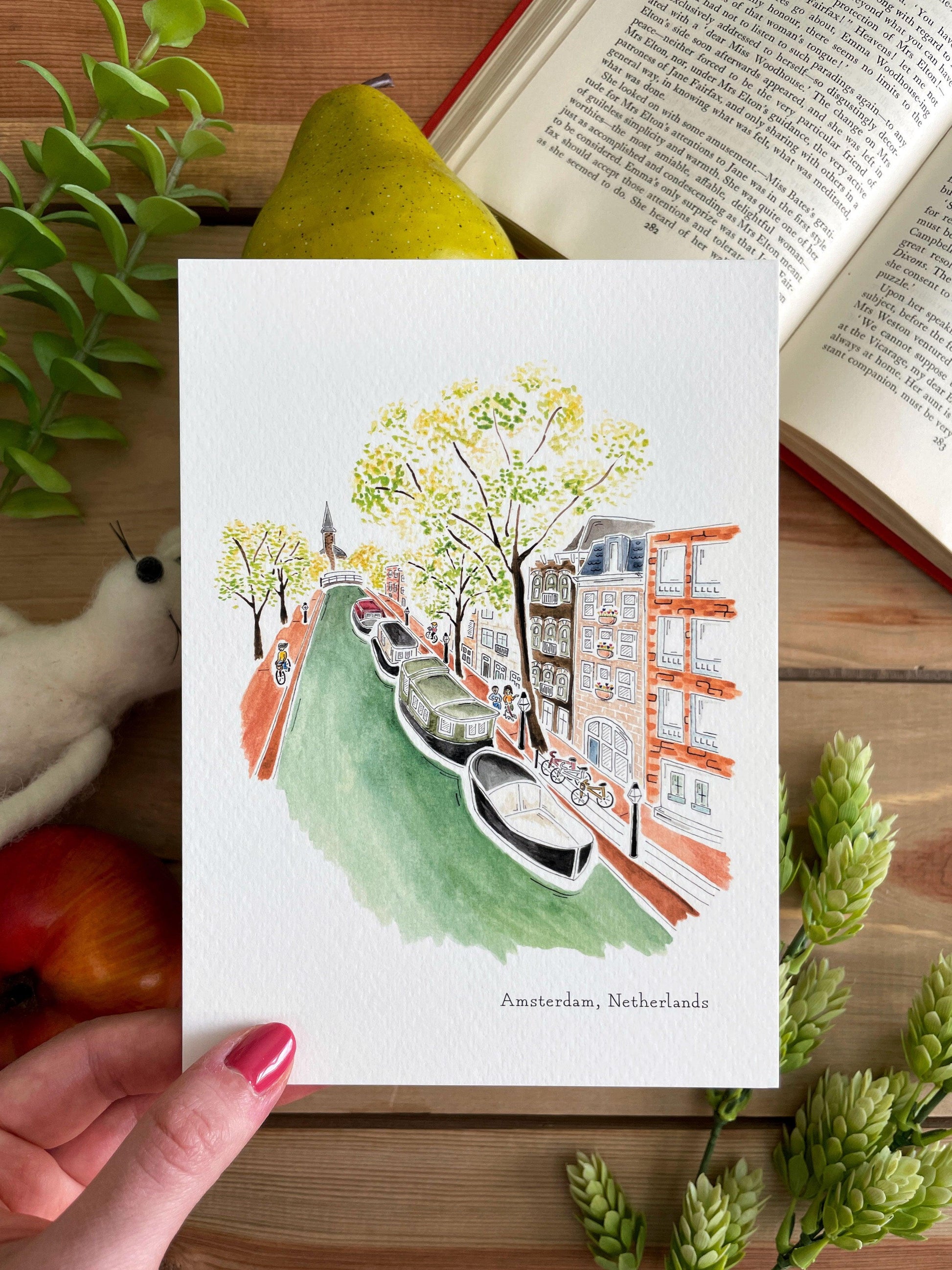 Amsterdam (Netherlands) 5x7 Watercolor Print - Lilyvine Design