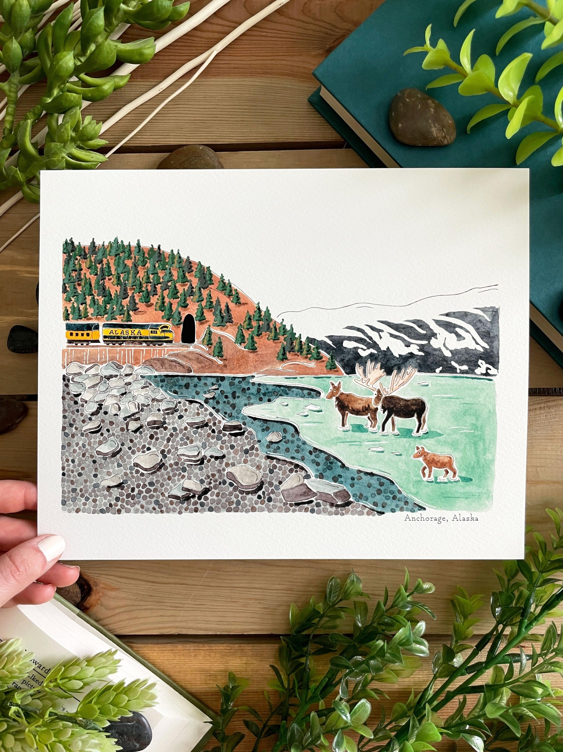 Anchorage (Alaska) 8x10 Watercolor Print - Lilyvine Design