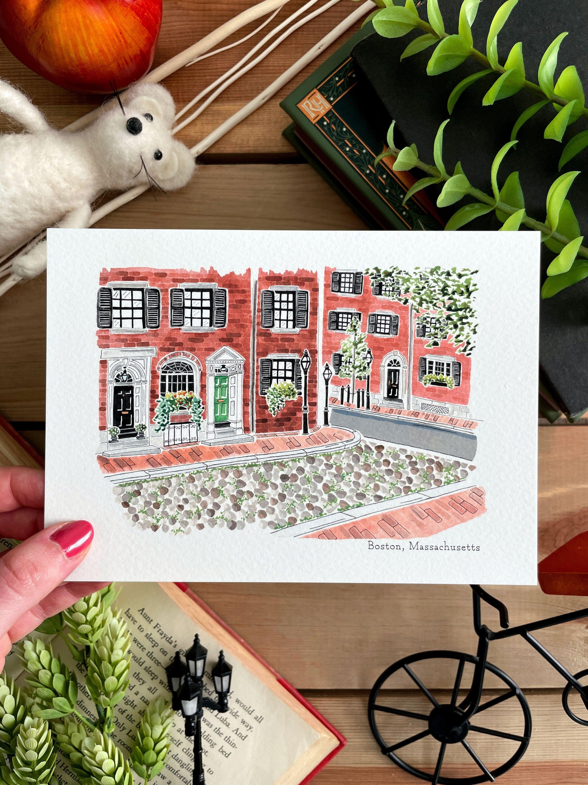 Boston (Massachusetts) 5x7 Watercolor Print - Lilyvine Design