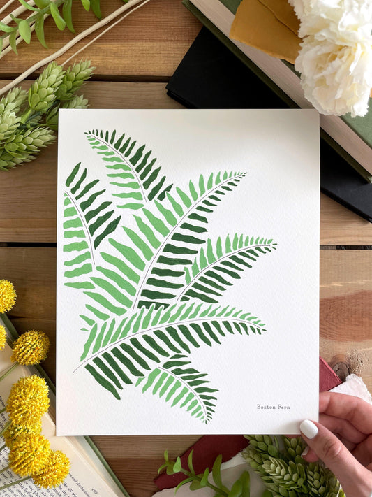 Boston Fern 8x10 Gouache Print - Lilyvine Design