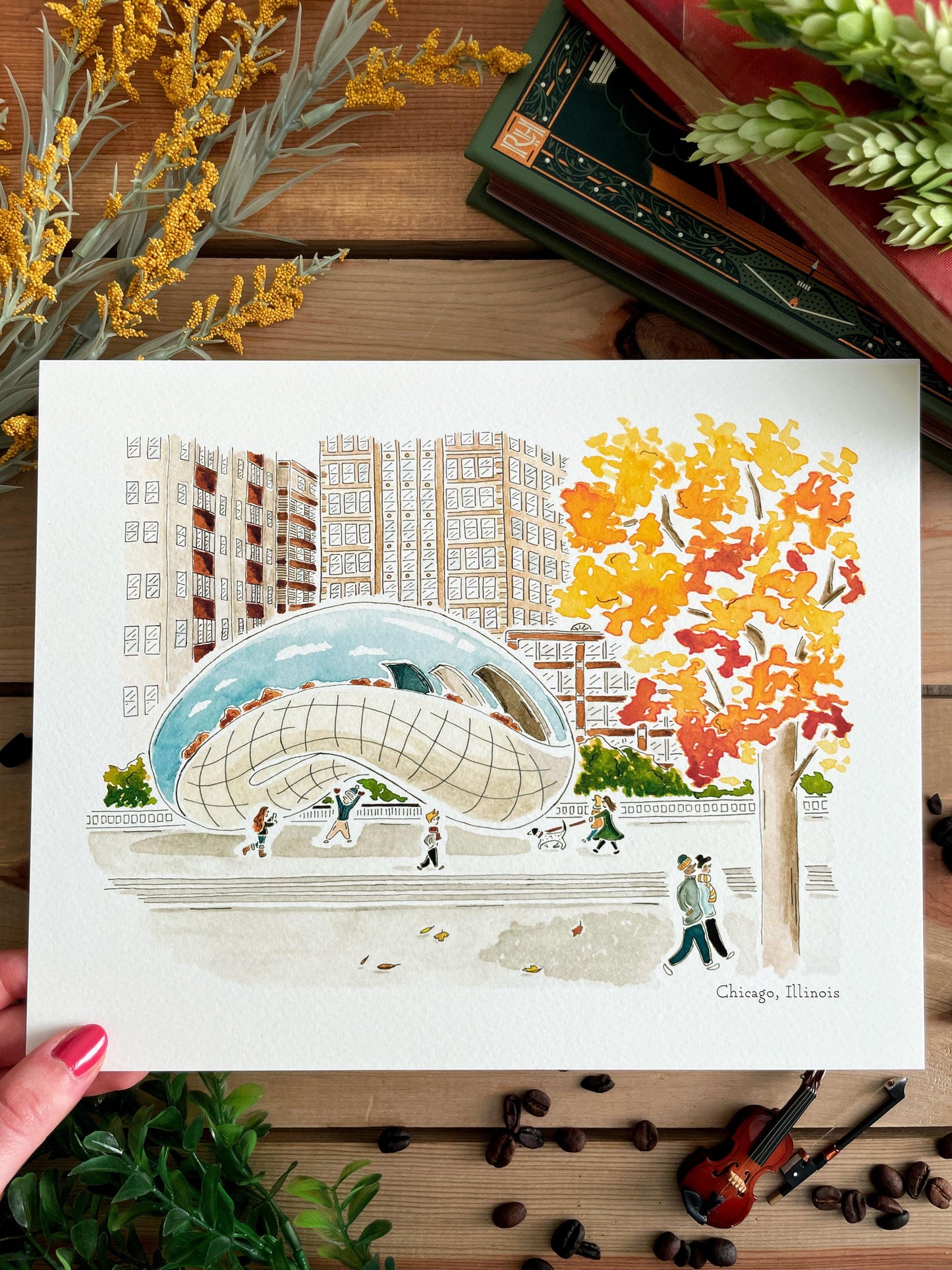 Chicago (Illinois) 8x10 Watercolor Print - Lilyvine Design