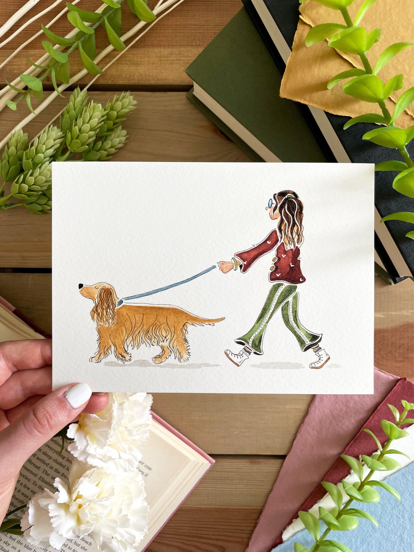 Cocker Spaniel Companion 5x7 Watercolor Print - Lilyvine Design