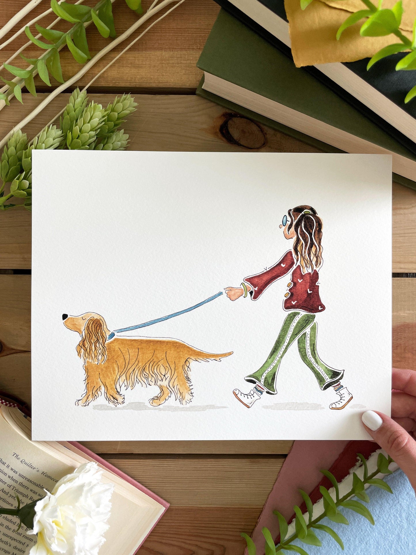 Cocker Spaniel Companion 8x10 Watercolor Print - Lilyvine Design