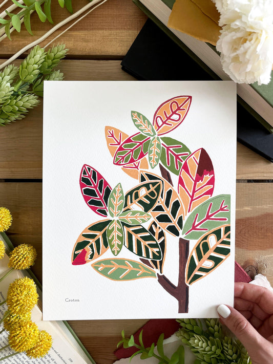 Croton 8x10 Gouache Print - Lilyvine Design