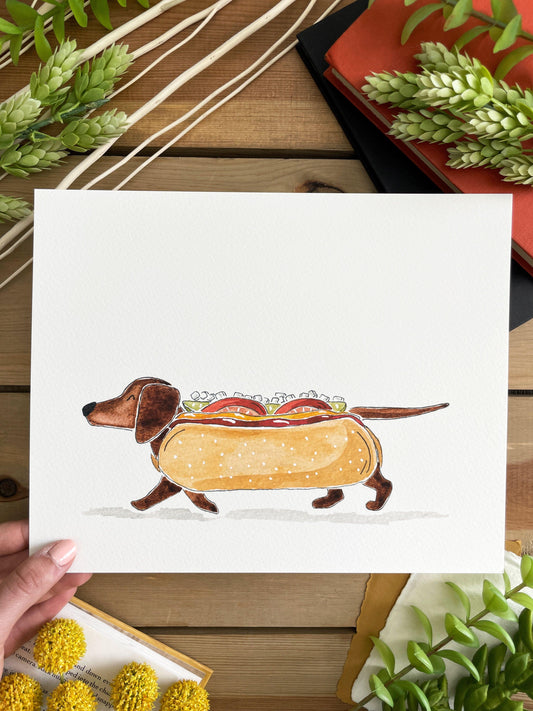 Dachshund 8x10 Watercolor Print - Lilyvine Design