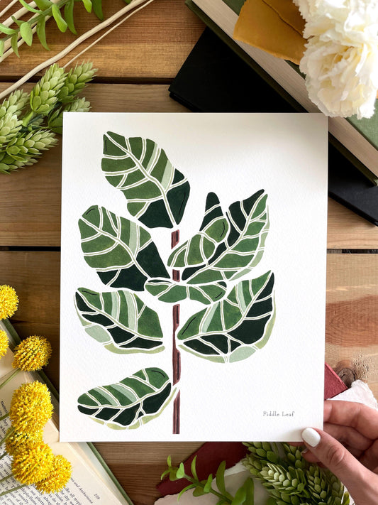 Fiddle Leaf 8x10 Gouache Print - Lilyvine Design