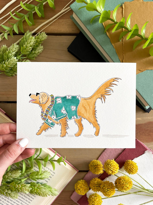Golden Retriever 5x7 Watercolor Print - Lilyvine Design