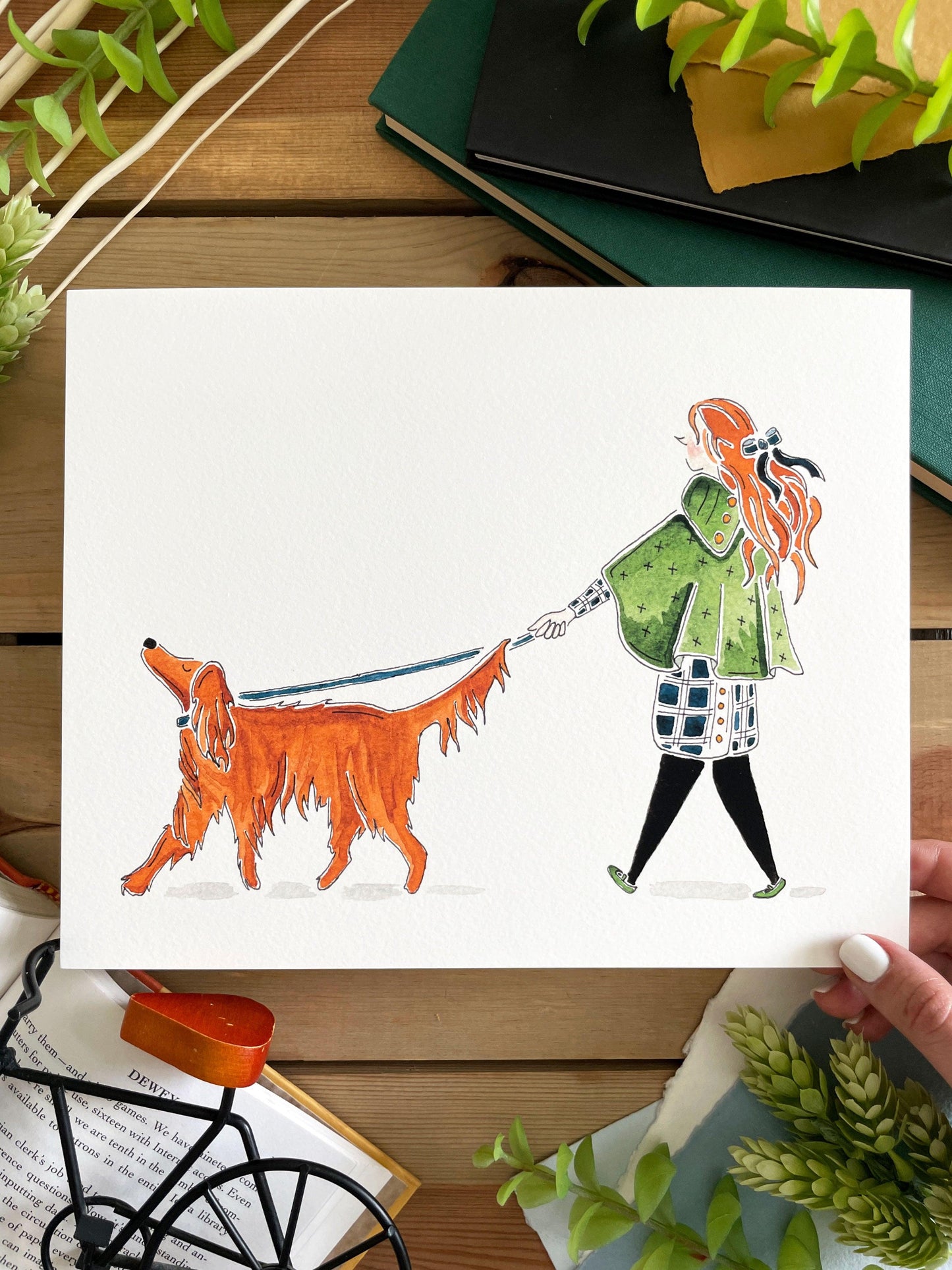 Irish Setter Companion 8x10 Watercolor Print - Lilyvine Design