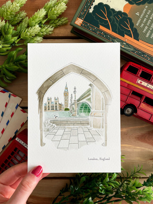 London (England) 5x7 Watercolor Print - Lilyvine Design