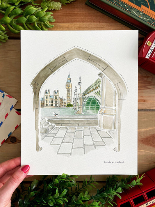 London (England) 8x10 Watercolor Print - Lilyvine Design