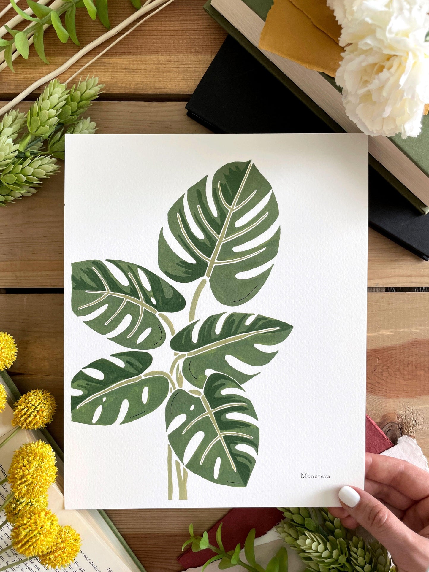 Monstera 8x10 Gouache Print - Lilyvine Design