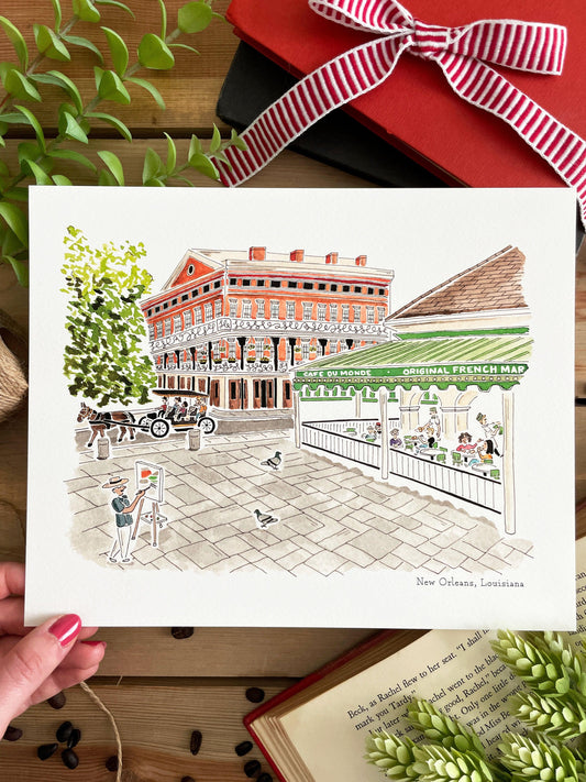 New Orleans (Louisiana) 8x10 Watercolor Print - Lilyvine Design
