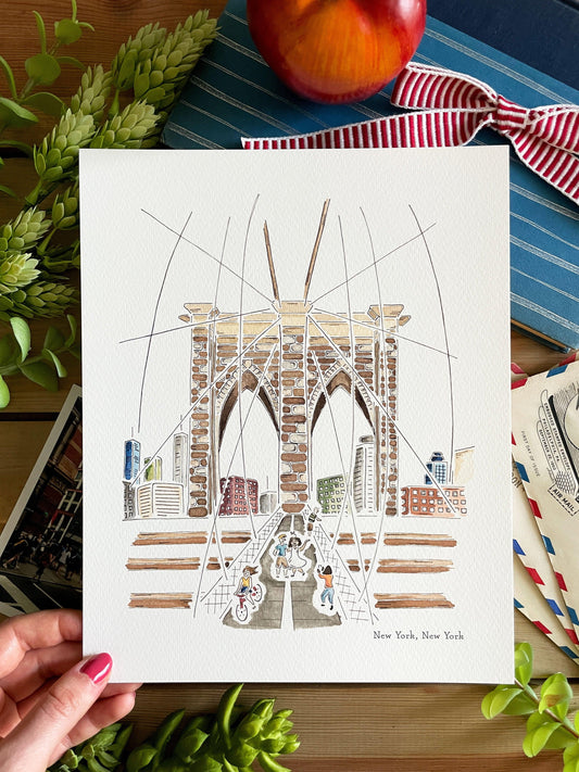 New York (New York) 8x10 Watercolor Print - Lilyvine Design