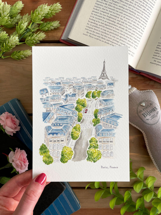 Paris (France) 5x7 Watercolor Print - Lilyvine Design