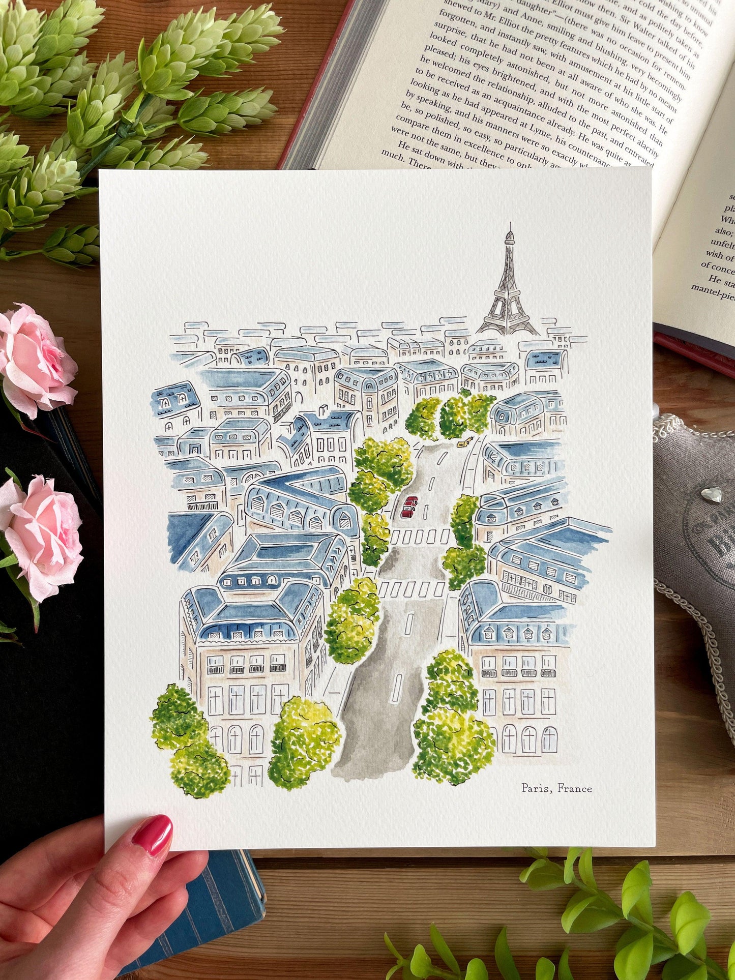 Paris (France) 8x10 Watercolor Print - Lilyvine Design