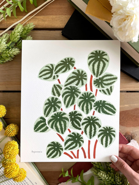 Peperomia 8x10 Gouache Print - Lilyvine Design