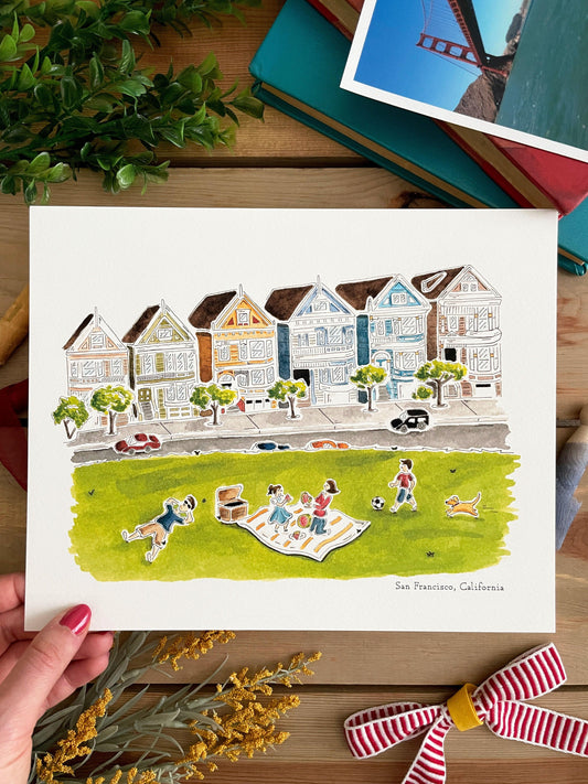 San Francisco (California) 8x10 Watercolor Print - Lilyvine Design