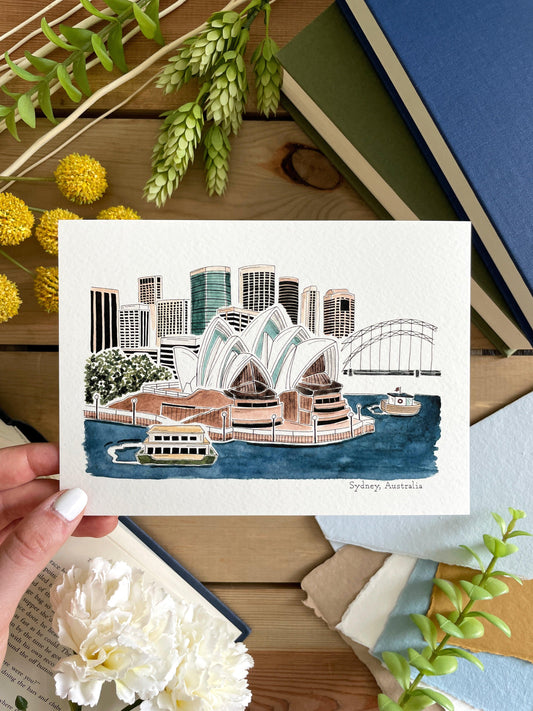 Sydney (Australia) 5x7 Watercolor Print - Lilyvine Design