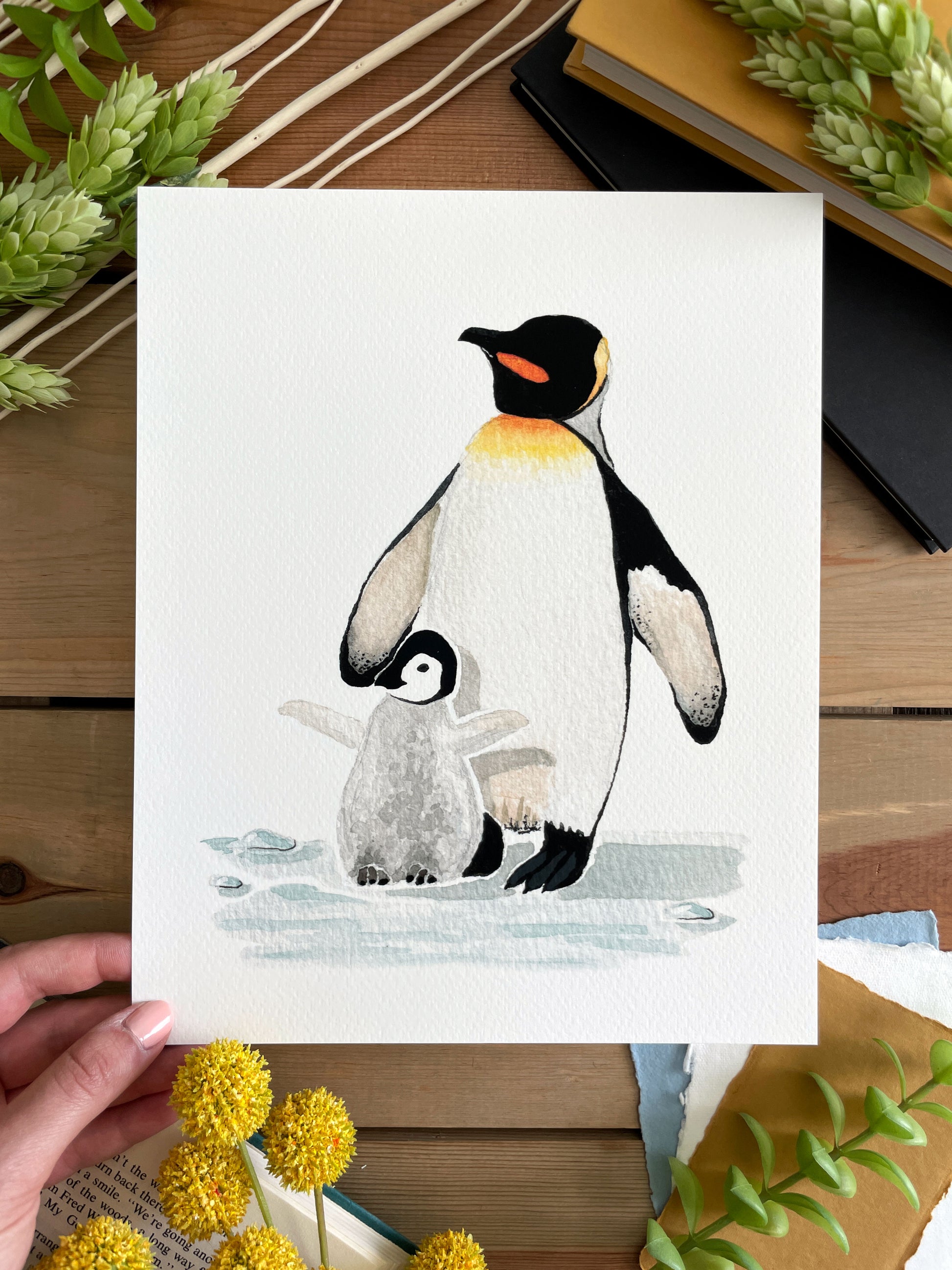 King Penguin 8x10 Watercolor Print - Lilyvine Design