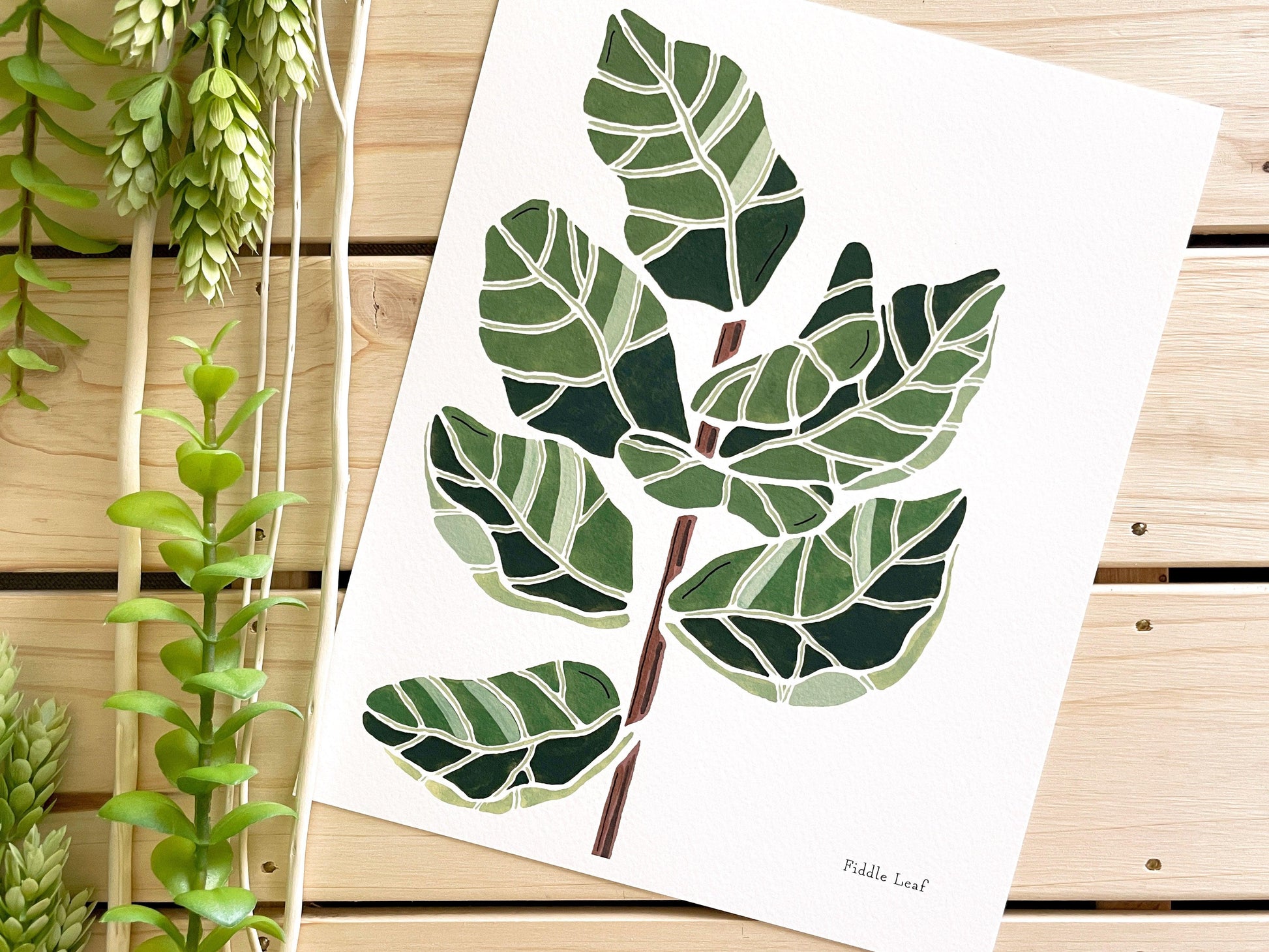 Fiddle Leaf 8x10 Gouache Print - Lilyvine Design