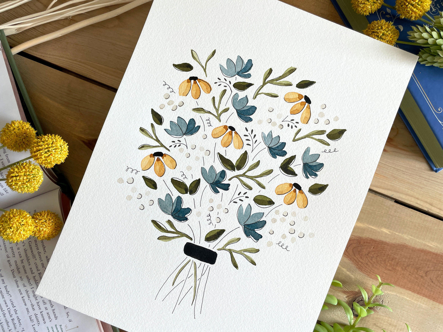 Floral Watercolor Original 9x12 Painting - Lilyvine Design