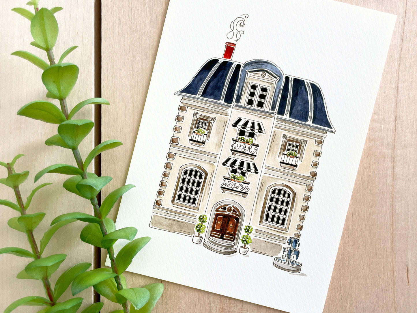 French Chateau 5x7 Watercolor Print - Lilyvine Design