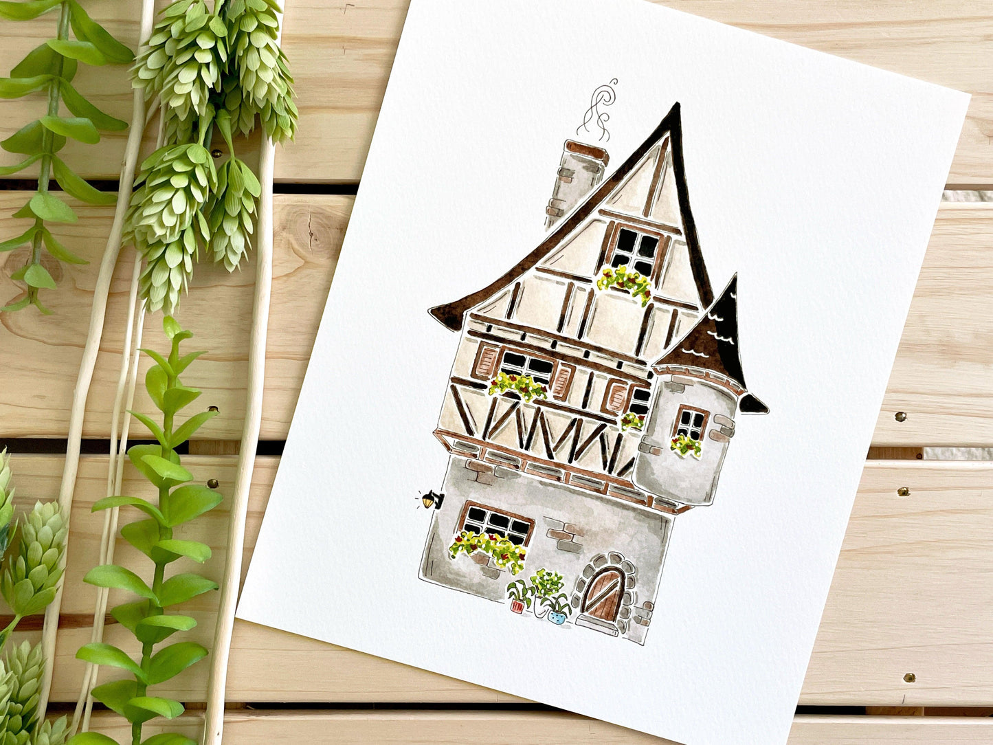 German Tudor 8x10 Watercolor Print - Lilyvine Design