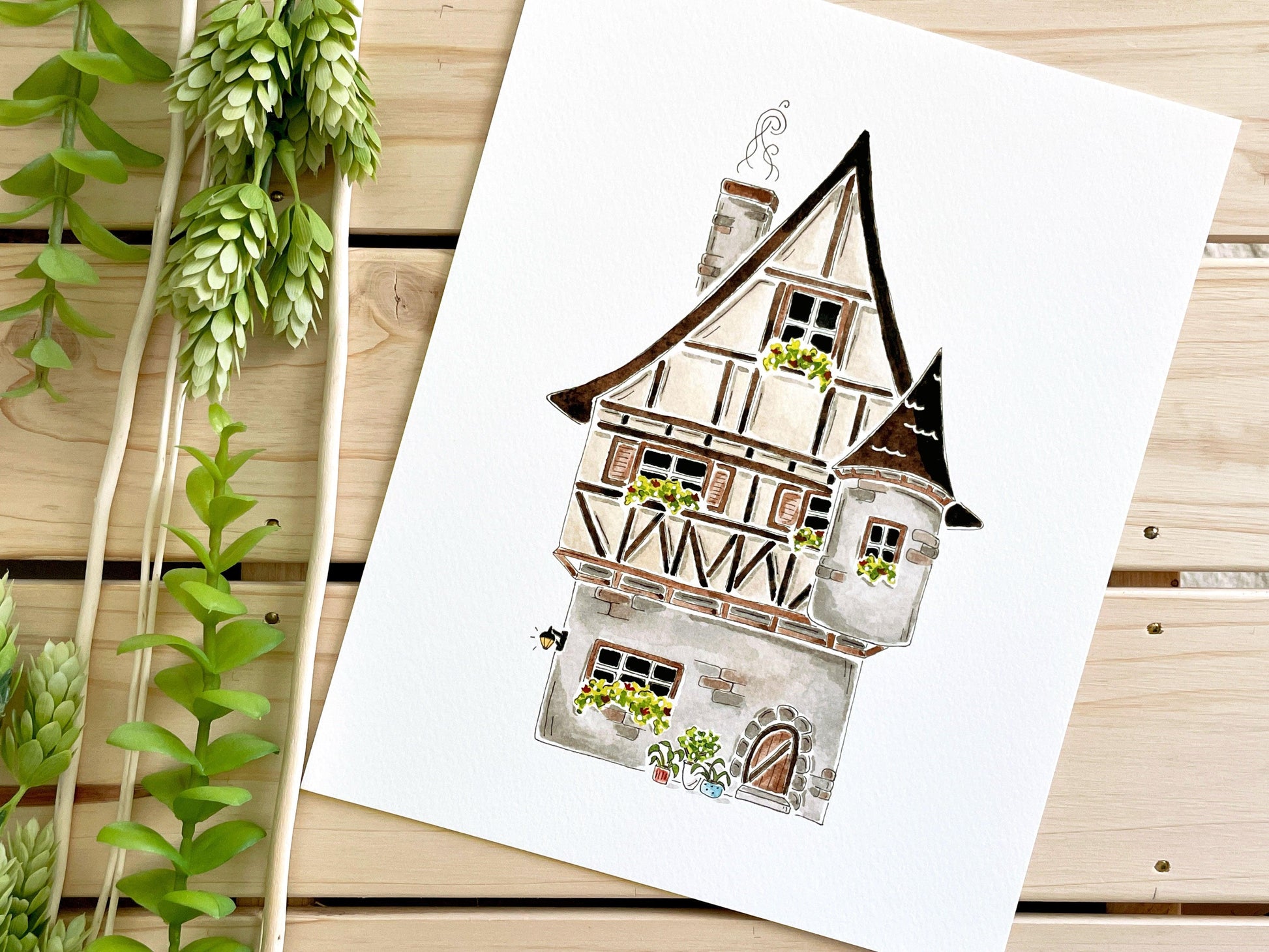 German Tudor 8x10 Watercolor Print - Lilyvine Design