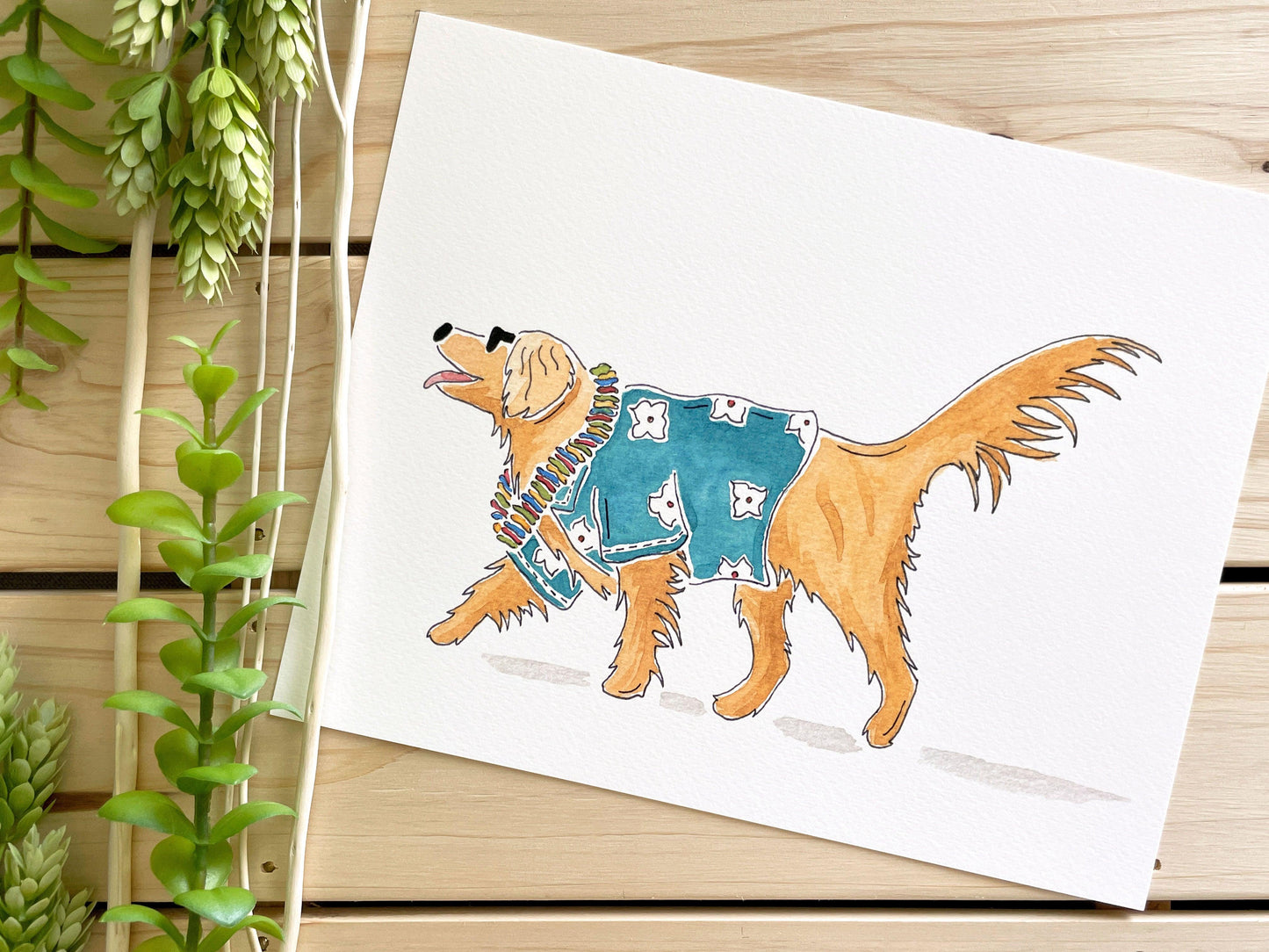 Golden Retriever 8x10 Watercolor Print - Lilyvine Design