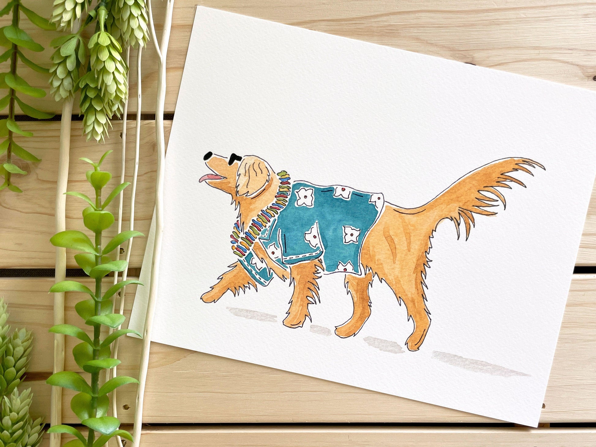 Golden Retriever 8x10 Watercolor Print - Lilyvine Design