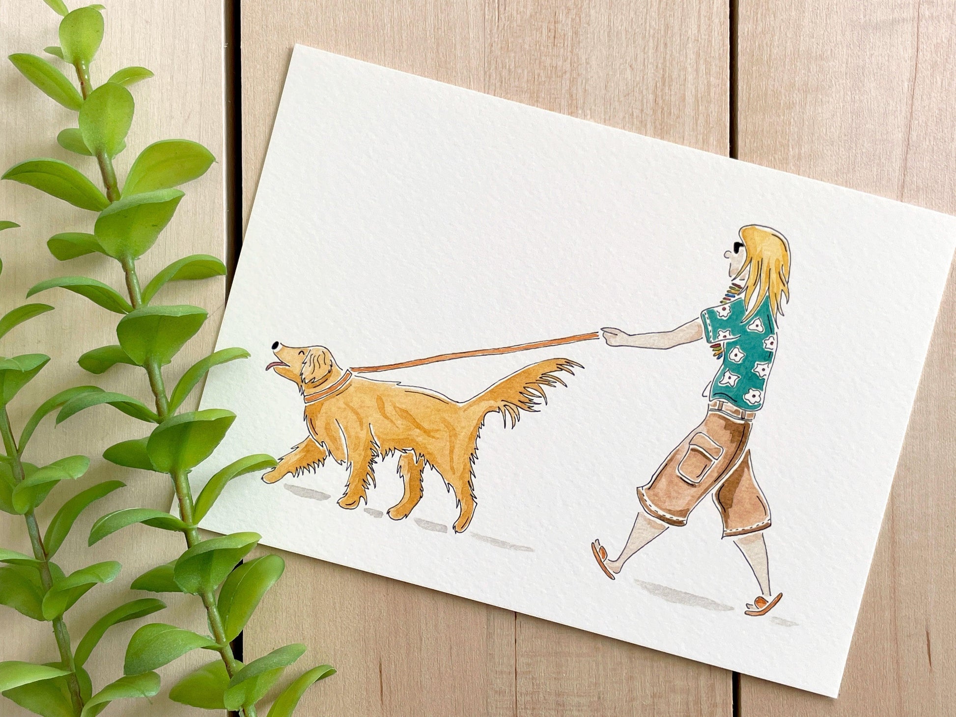 Golden Retriever Companion 5x7 Watercolor Print - Lilyvine Design