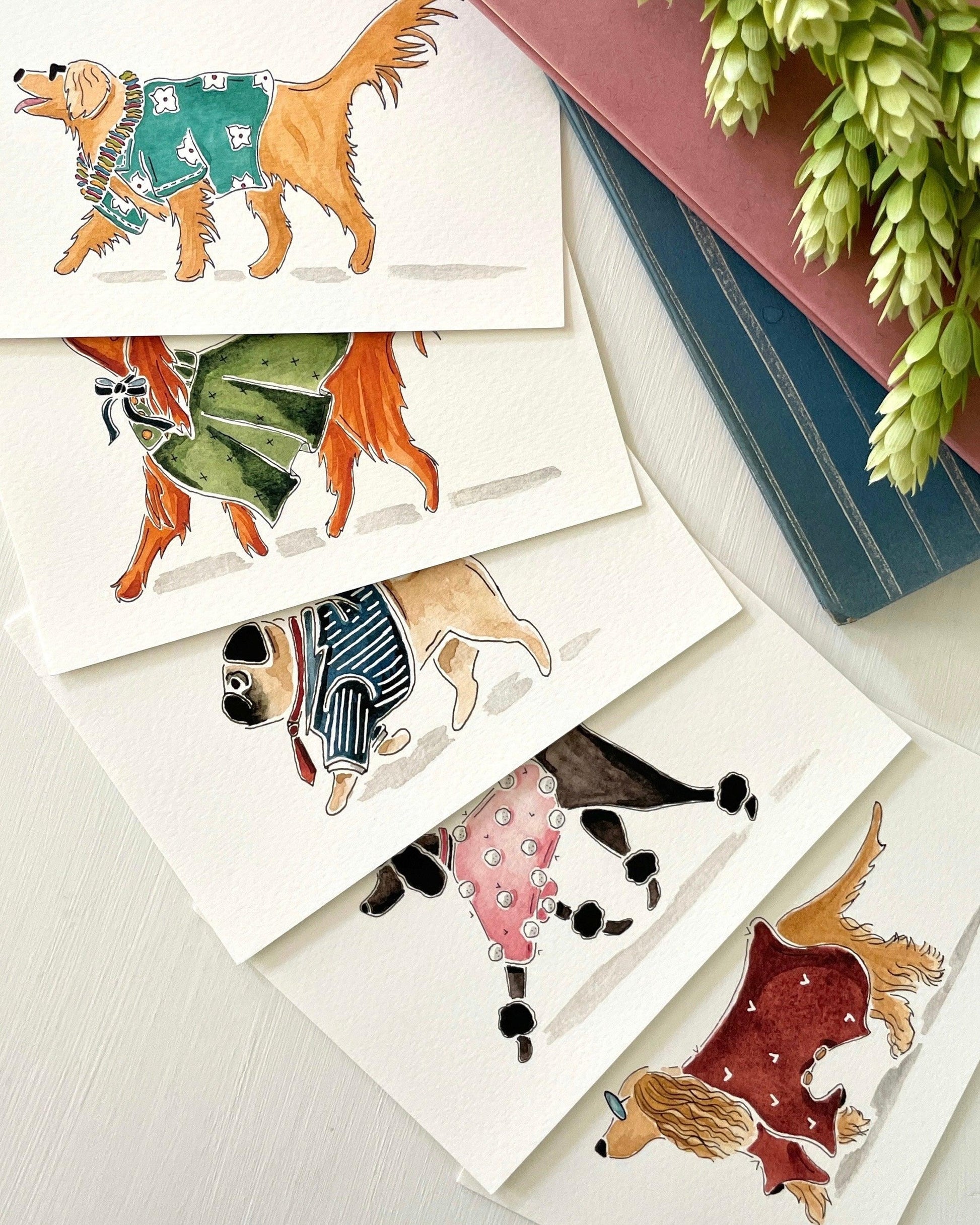 Set of 5 | 5x7 Canine Watercolor Prints - Lilyvine Design