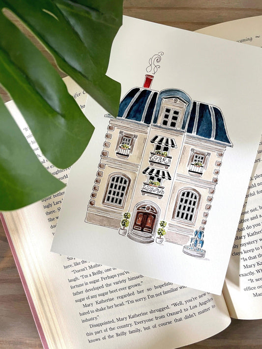 French Chateau 5x7 Watercolor Print - Lilyvine Design