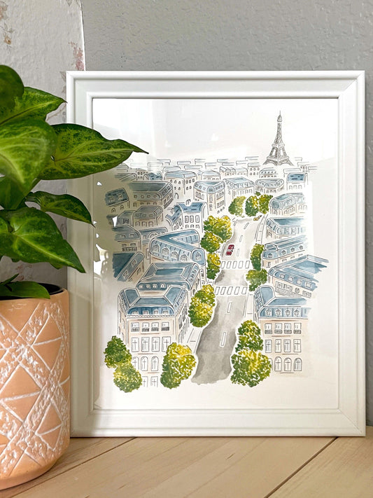 Paris (France) 8x10 Watercolor Print - Lilyvine Design