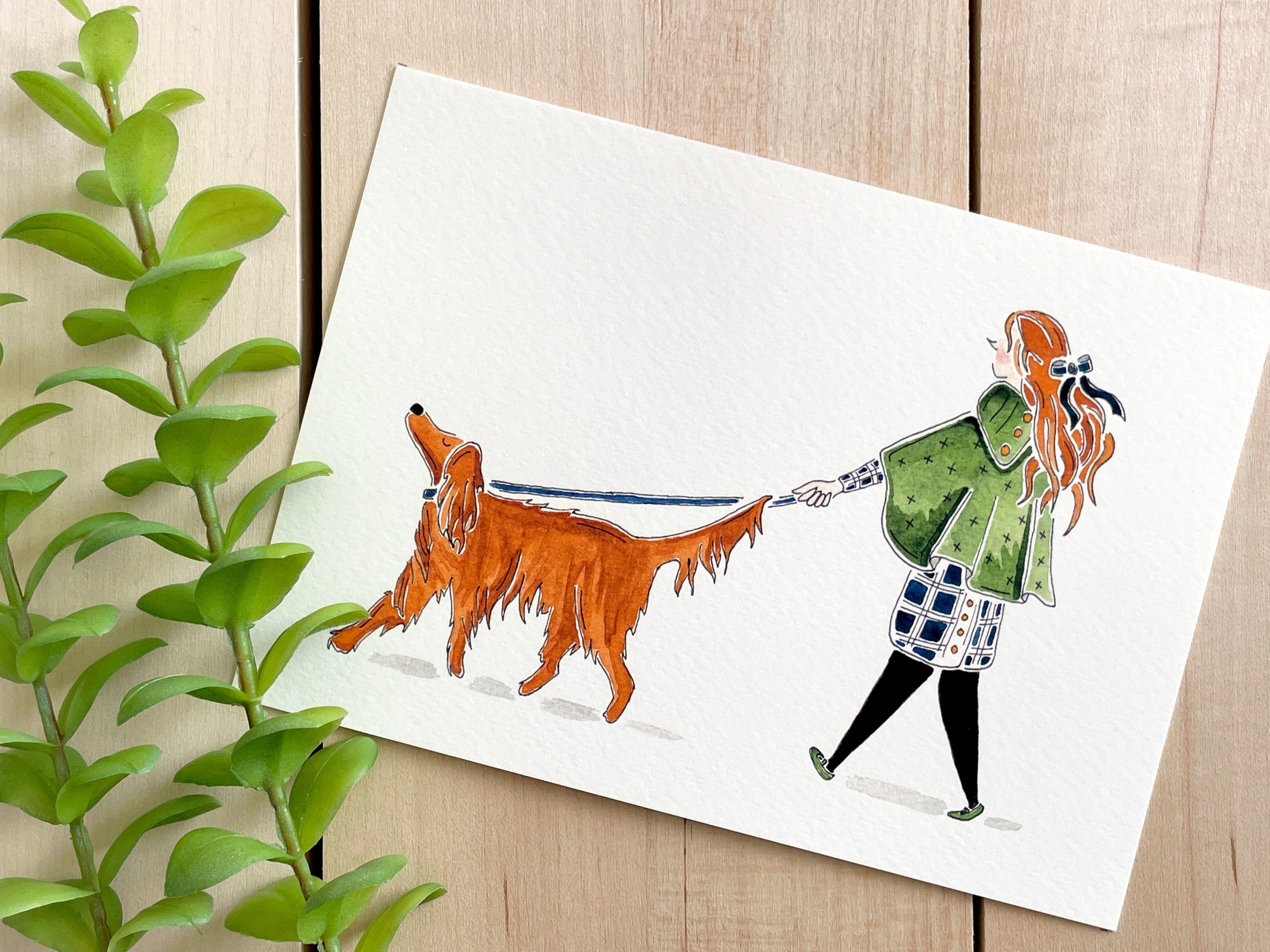 Irish Setter Companion 5x7 Watercolor Print - Lilyvine Design