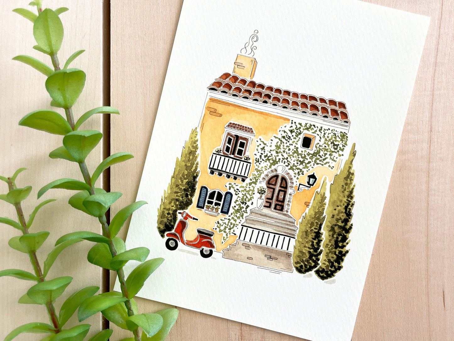 Italian Villa 5x7 Watercolor Print - Lilyvine Design