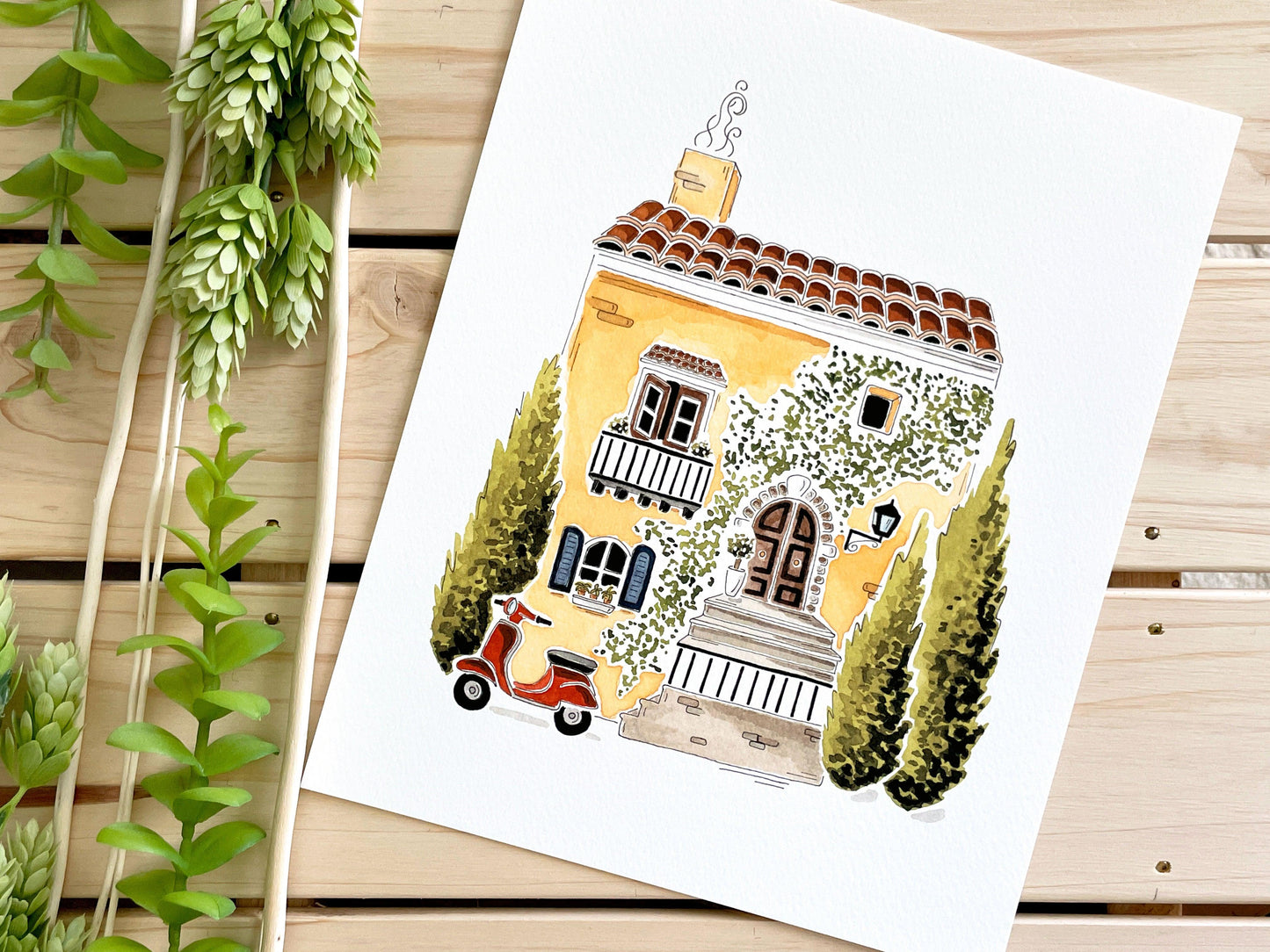 Italian Villa 8x10 Watercolor Print - Lilyvine Design