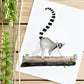 Ring-Tailed Lemur 8x10 Watercolor Print - Lilyvine Design