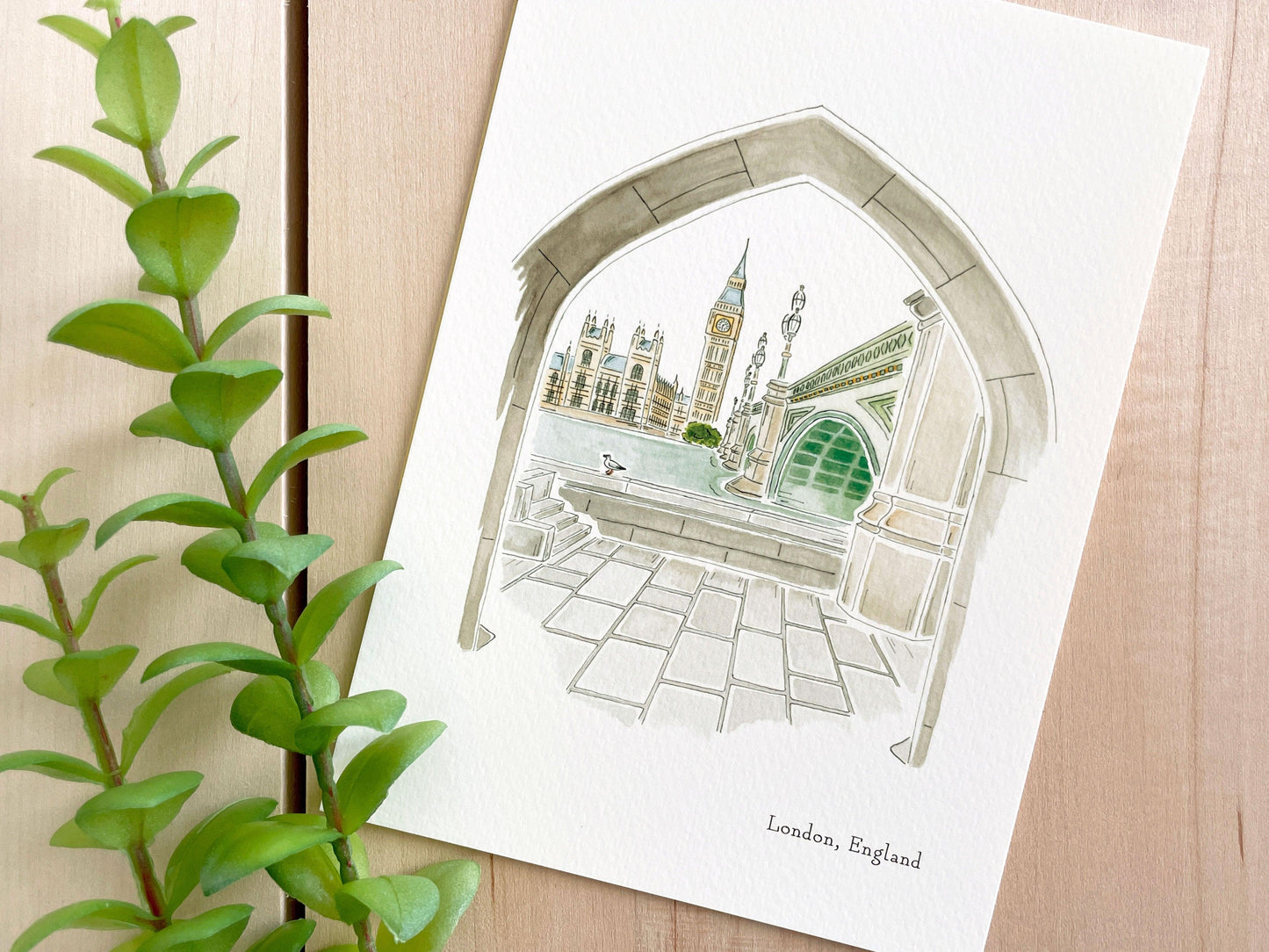 London (England) 5x7 Watercolor Print - Lilyvine Design