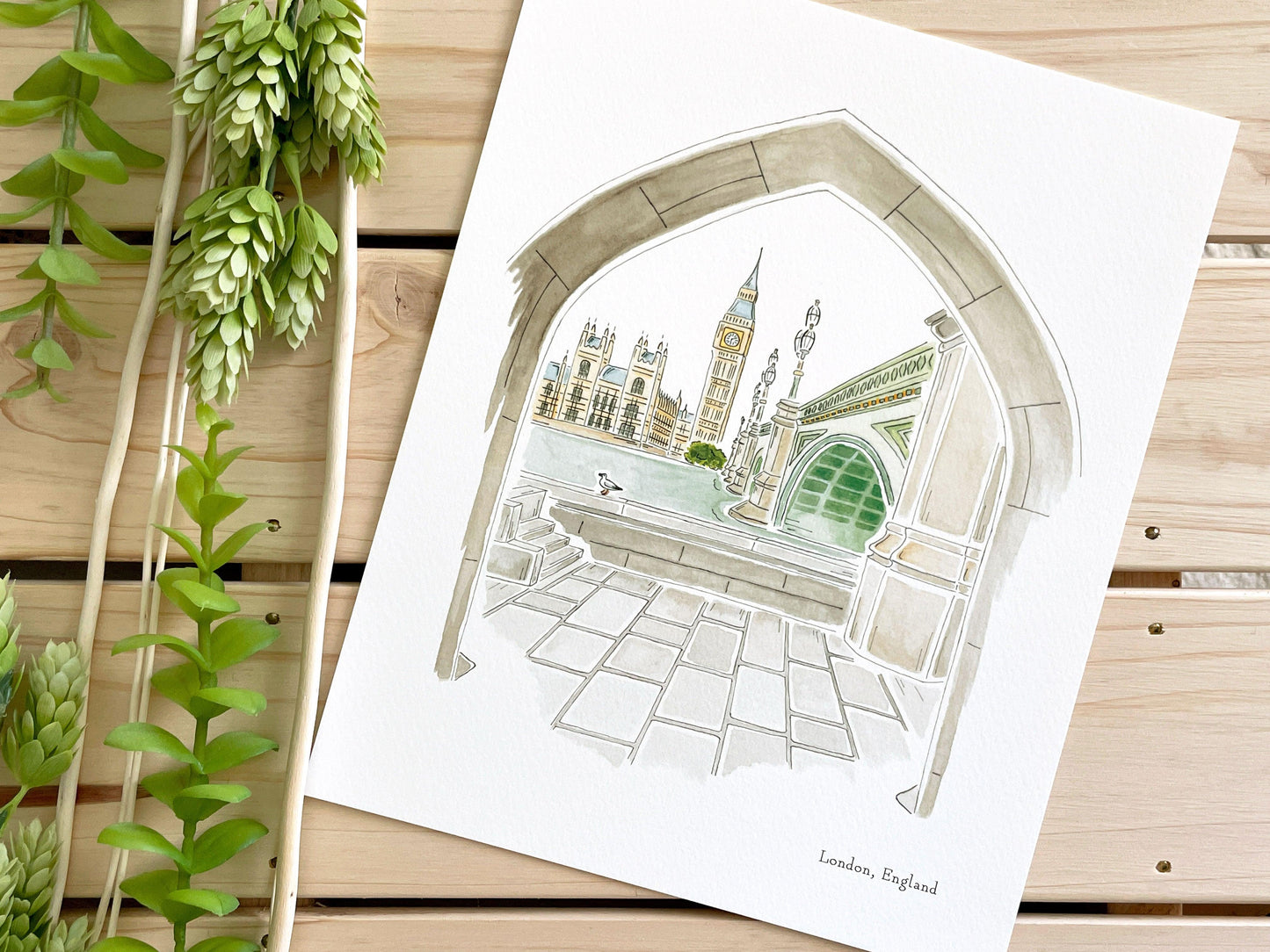 London (England) 8x10 Watercolor Print - Lilyvine Design