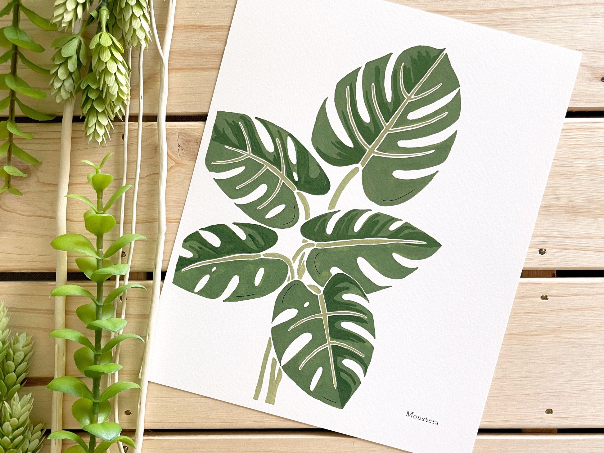 Monstera 8x10 Gouache Print - Lilyvine Design