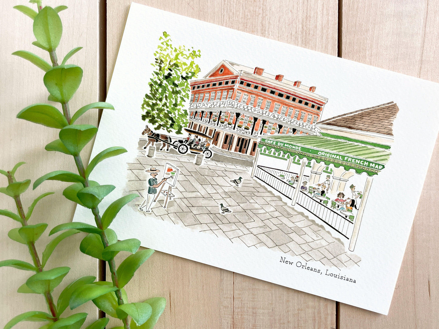 New Orleans (Louisiana) 5x7 Watercolor Print - Lilyvine Design