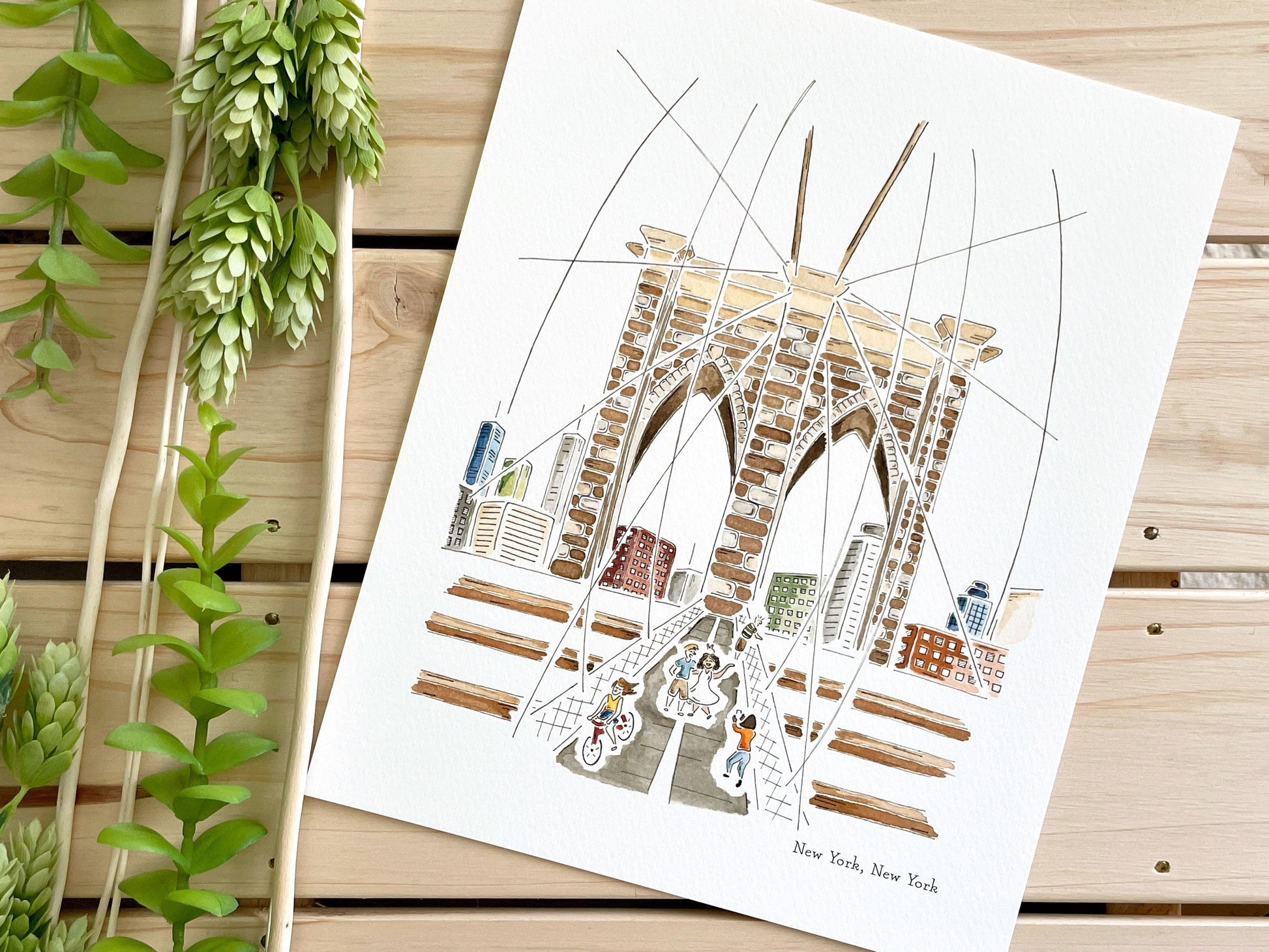 New York (New York) 8x10 Watercolor Print - Lilyvine Design