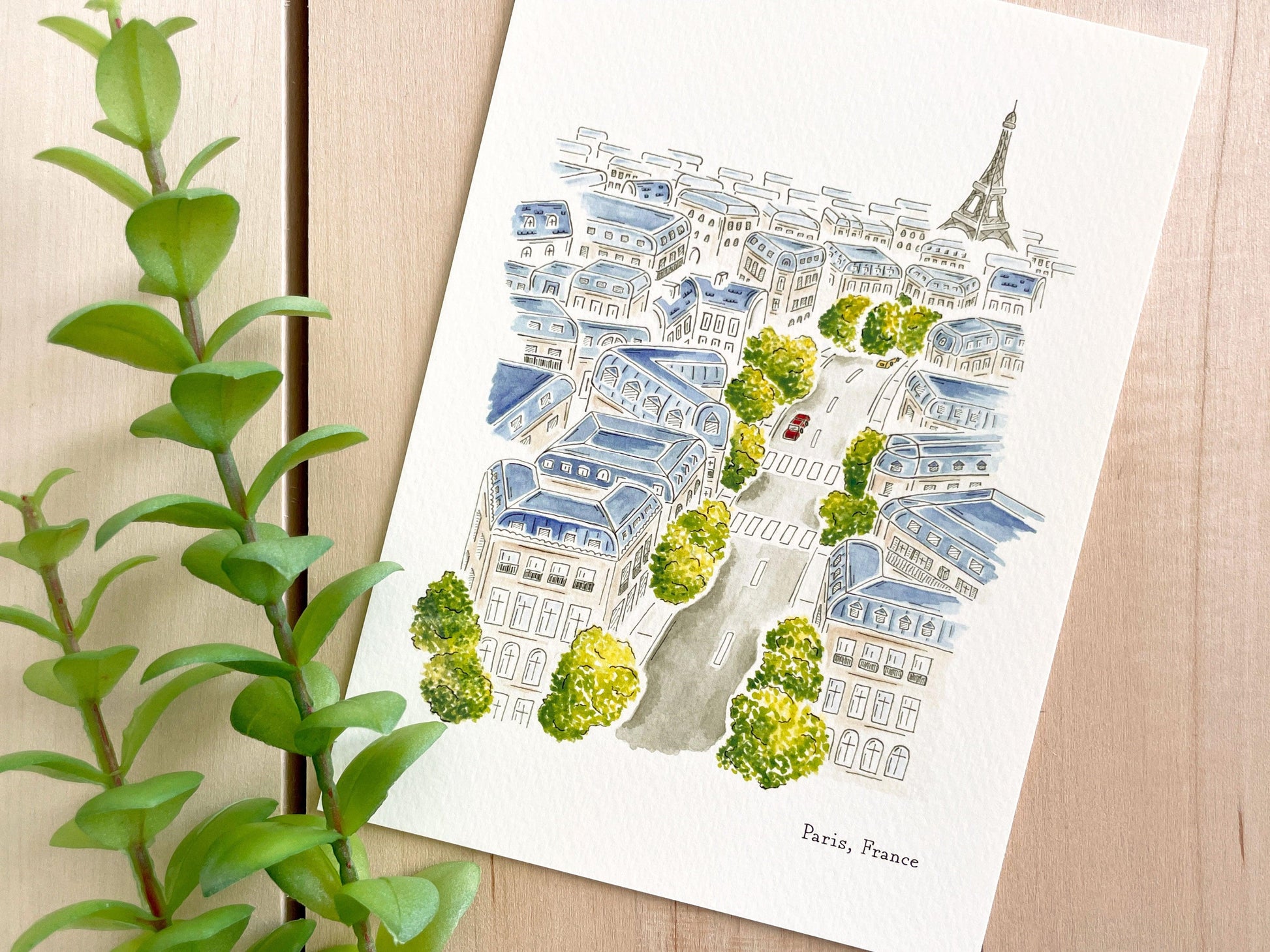 Paris (France) 5x7 Watercolor Print - Lilyvine Design