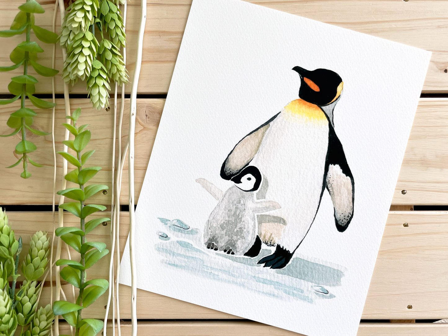 King Penguin 8x10 Watercolor Print - Lilyvine Design