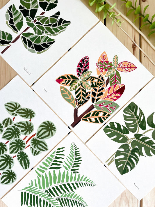 Set of 3 | 8x10 Plants on Paper Gouache Prints - Lilyvine Design